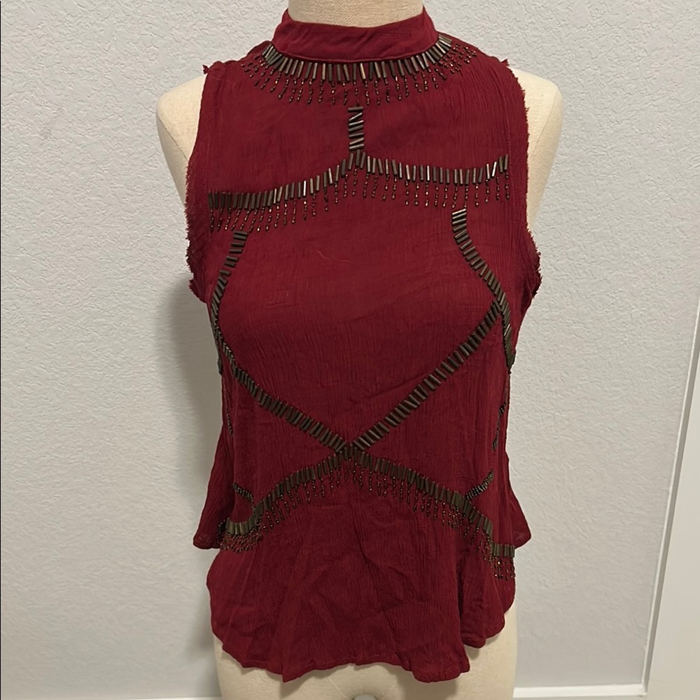 Elegant Red Sleeveless Top